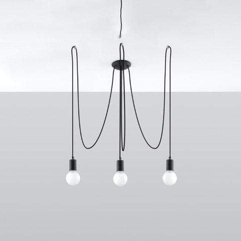 Sollux Lighting Żyrandol EDISON 3 czarny