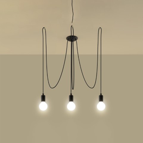 Sollux Lighting Żyrandol EDISON 3 czarny