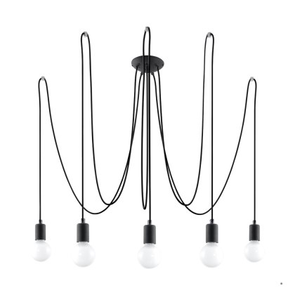 Sollux Lighting Żyrandol EDISON 5 czarny