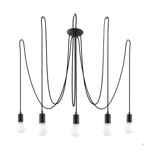 Sollux Lighting Żyrandol EDISON 5 czarny
