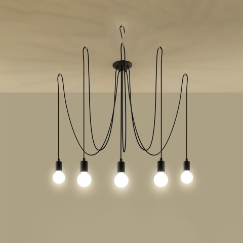 Sollux Lighting Żyrandol EDISON 5 czarny