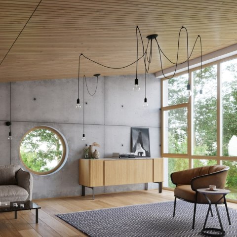 Sollux Lighting Żyrandol EDISON 5 czarny