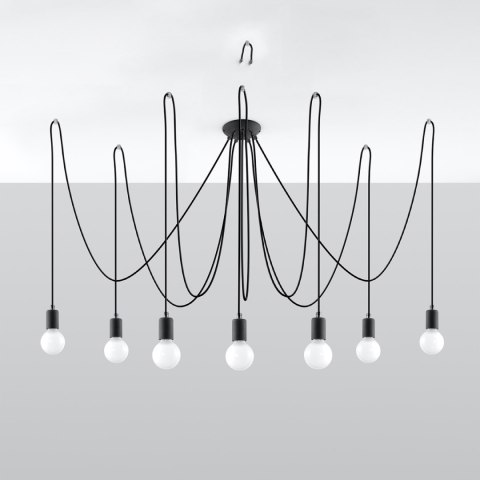 Sollux Lighting Żyrandol EDISON 7 czarny