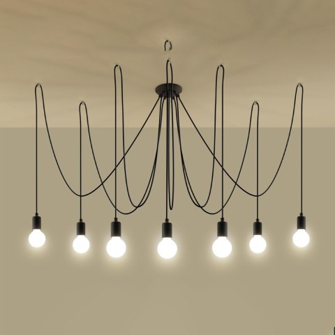 Sollux Lighting Żyrandol EDISON 7 czarny