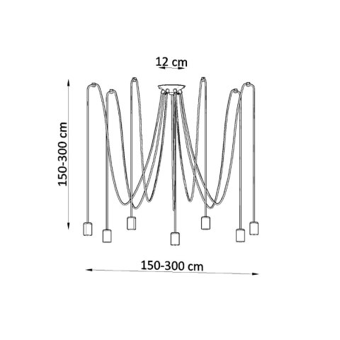 Sollux Lighting Żyrandol EDISON 7 czarny