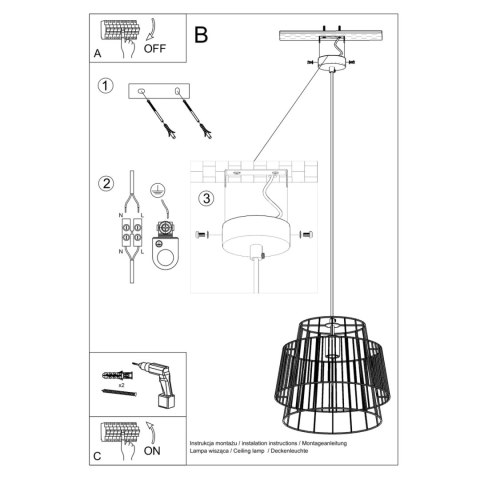 Sollux Lighting Lampa wisząca GATE czarny