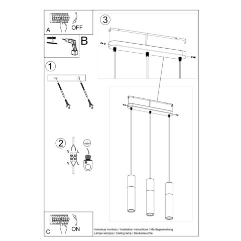 Sollux Lighting Lampa wisząca PABLO 3L czarna