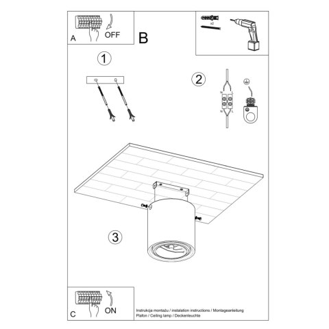 Sollux Lighting Plafon CULLO 140 beton