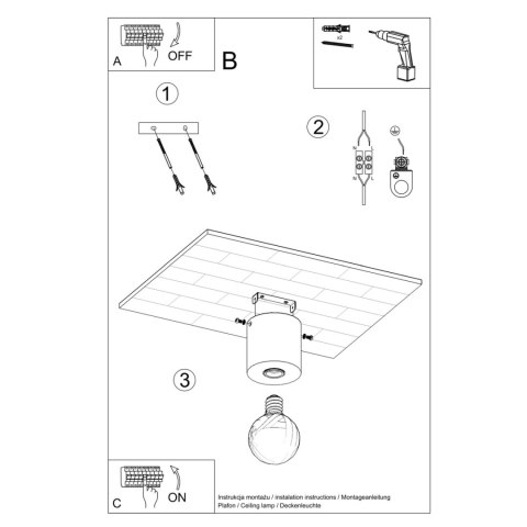 Sollux Lighting Plafon SALGADO beton