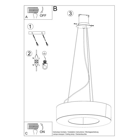 Sollux Lighting Żyrandol SATURNO SLIM 70 czarny