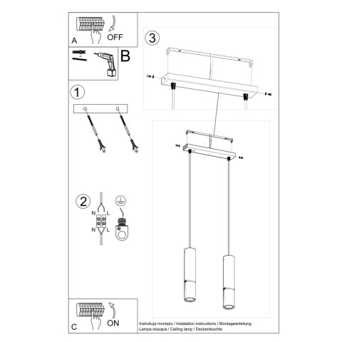 Sollux Lighting Lampa wisząca LOOPEZ 2 czarny/chrom