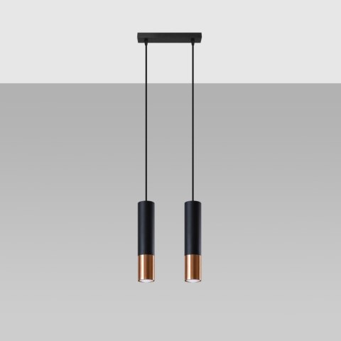 Sollux Lighting Lampa wisząca LOOPEZ 2 czarny/miedź