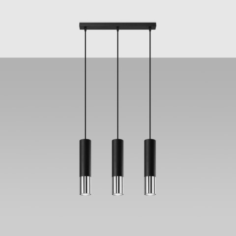 Sollux Lighting Lampa wisząca LOOPEZ 3L czarny/chrom