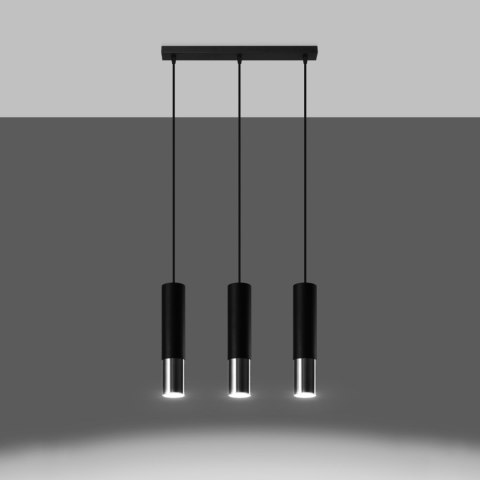 Sollux Lighting Lampa wisząca LOOPEZ 3L czarny/chrom