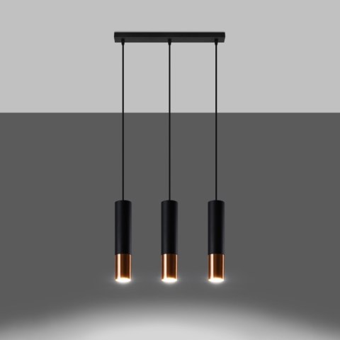 Sollux Lighting Lampa wisząca LOOPEZ 3L czarny/miedź