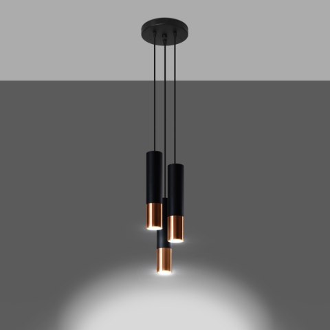Sollux Lighting Lampa wisząca LOOPEZ 3P czarny/miedź