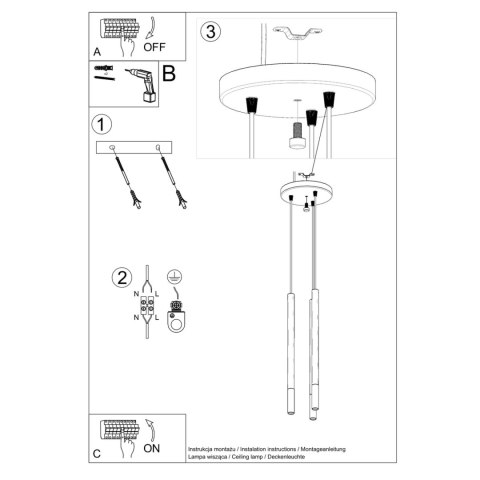 Sollux Lighting Lampa wisząca MOZAICA 3P czarny/chrom