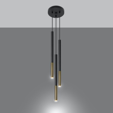 Sollux Lighting Lampa wisząca MOZAICA 3P czarny/złoto