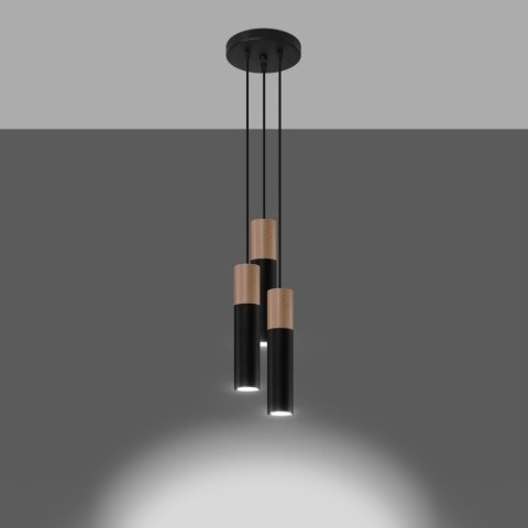 Sollux Lighting Lampa wisząca PABLO 3P czarna