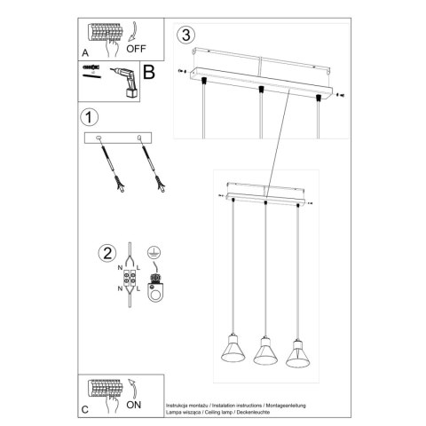 Sollux Lighting Lampa wisząca TALEJA 3 czarna [E27]