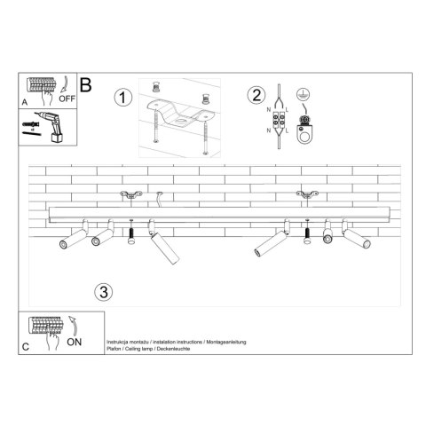Sollux Lighting Plafon EYETECH 6 czarny