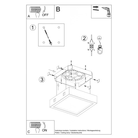 Sollux Lighting Plafon RIZA beton