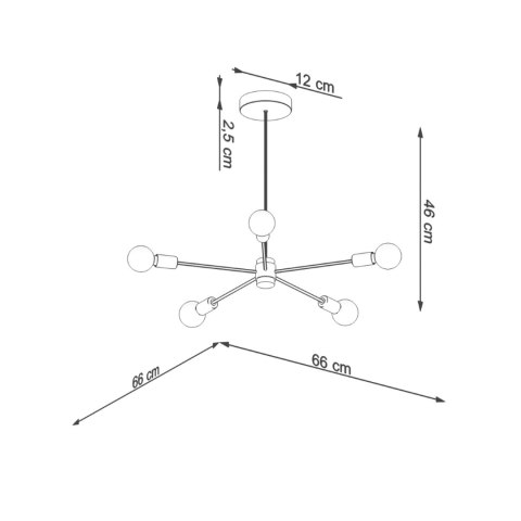 Sollux Lighting Żyrandol LANGO 5 czarny