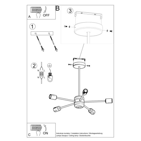 Sollux Lighting Żyrandol LANGO 5 czarny