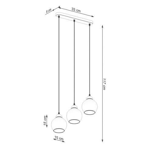 Sollux Lighting Lampa wisząca ALINO 3 czarna