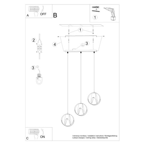 Sollux Lighting Lampa wisząca TULOS 3L czarna