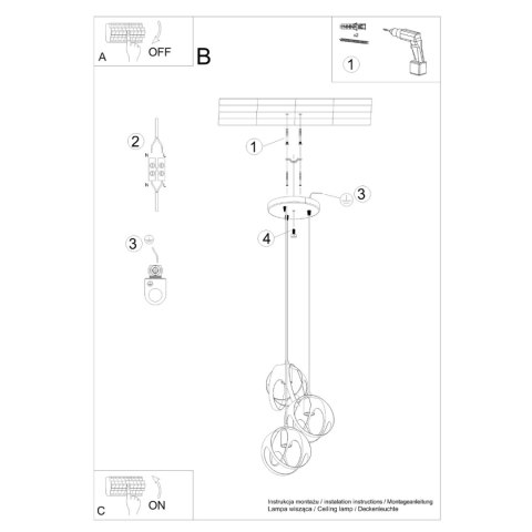 Sollux Lighting Lampa wisząca TULOS 3P biała