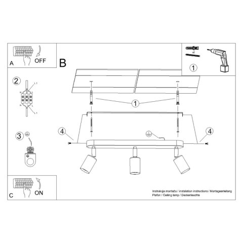 Sollux Lighting Plafon FORNES 3 czarny