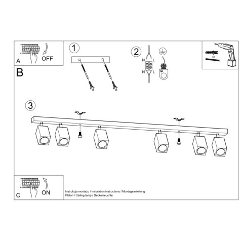 Sollux Lighting Plafon KEKE 6 dąb