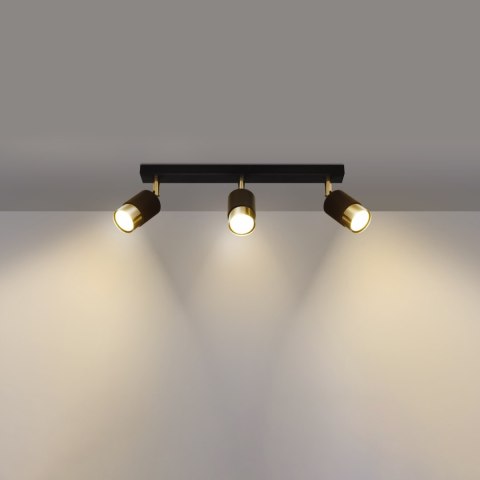 Sollux Lighting Plafon NERO 3 czarny/złoty