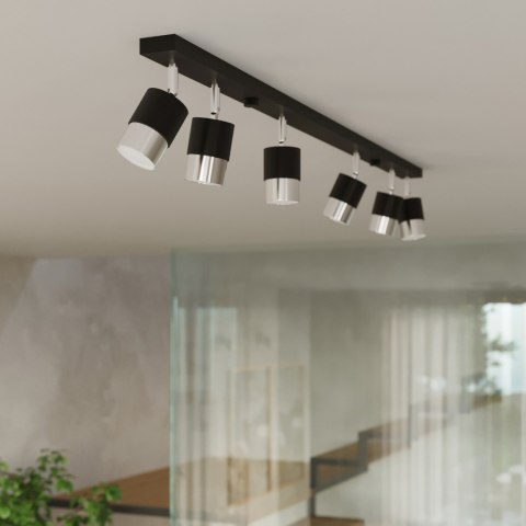 Sollux Lighting Plafon NERO 6 czarny/chrom
