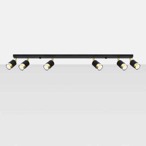 Sollux Lighting Plafon NERO 6 czarny/złoty