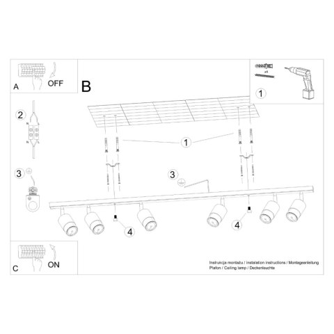 Sollux Lighting Plafon NERO 6 czarny/złoty