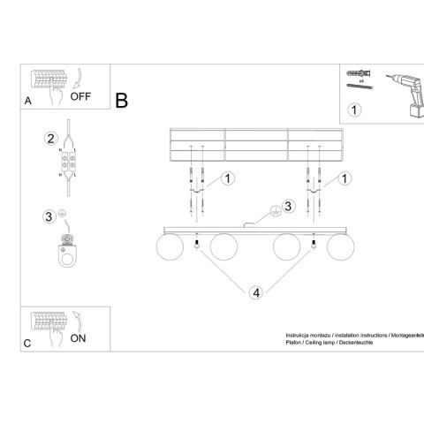 Sollux Lighting Plafon YOLI 4 biały