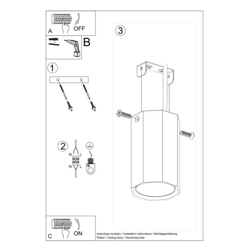 Sollux Lighting Plafon ZEKE 10 dąb