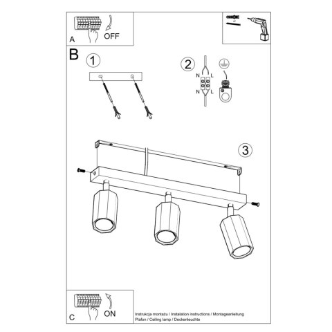 Sollux Lighting Plafon ZEKE 3 dąb