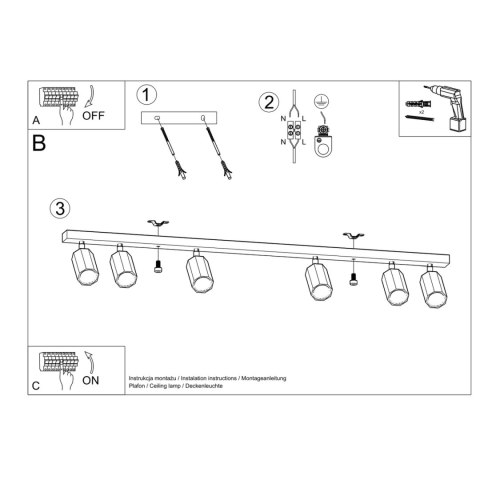 Sollux Lighting Plafon ZEKE 6 dąb