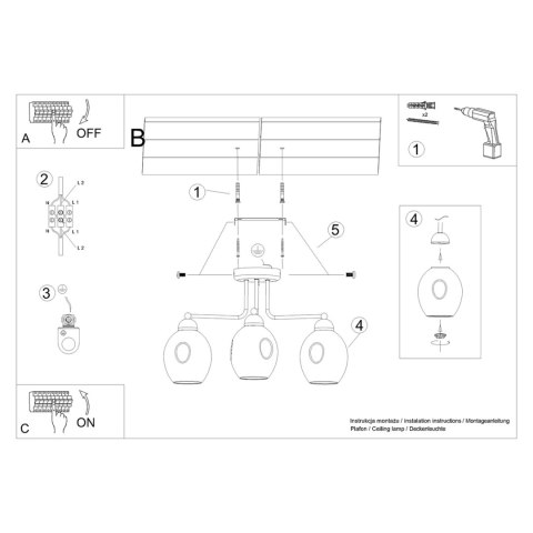 Sollux Lighting Żyrandol FILLAN 3 czarny