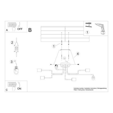 Sollux Lighting Żyrandol VECTOR 6 czarny