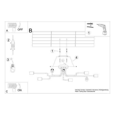 Sollux Lighting Żyrandol VECTOR 8 czarny