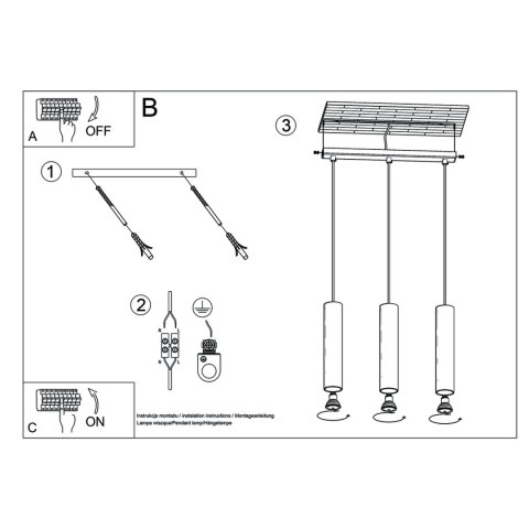 Sollux Lighting Lampa Wisząca LAGOS 3 złoty połysk