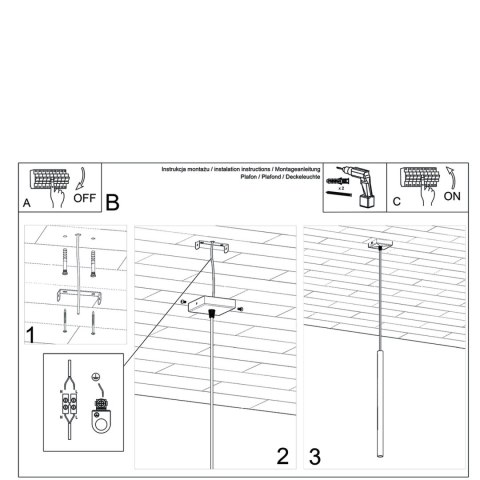 Sollux Lighting Lampa Wisząca PASTELO 1 złoty połysk