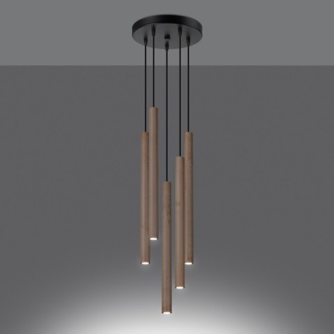 Sollux Lighting Lampa wisząca PASTELO 5P drewno