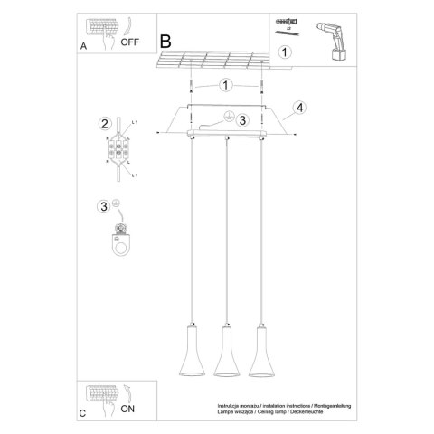 Sollux Lighting Lampa wisząca REA 3L beton
