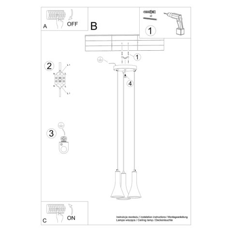 Sollux Lighting Lampa wisząca REA 3P beton