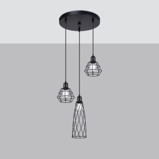 Sollux Lighting Lampa wisząca SUBA 3P czarna